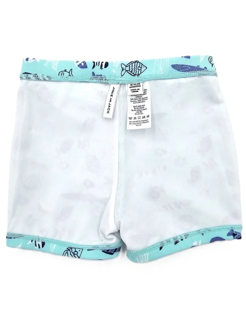 Janie and Jack Baby Boy Fish Print Swim Trunks 18-24M EUC
